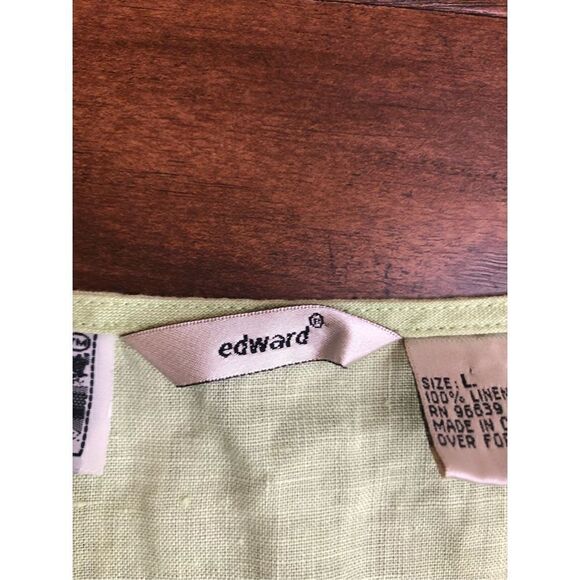 Edward Woman Irish linen lime green TOP Tunic Blouse  size L - Picture 9 of 15